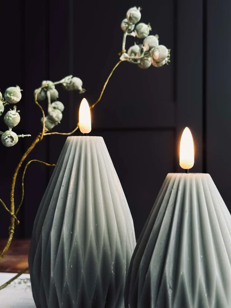 Flush Mount LED Bloklys / Riller – 2 stk grå/grøn