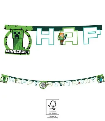 Flush Mount Minecraft Guirlande - Happy Birthday - FSC - 2 m