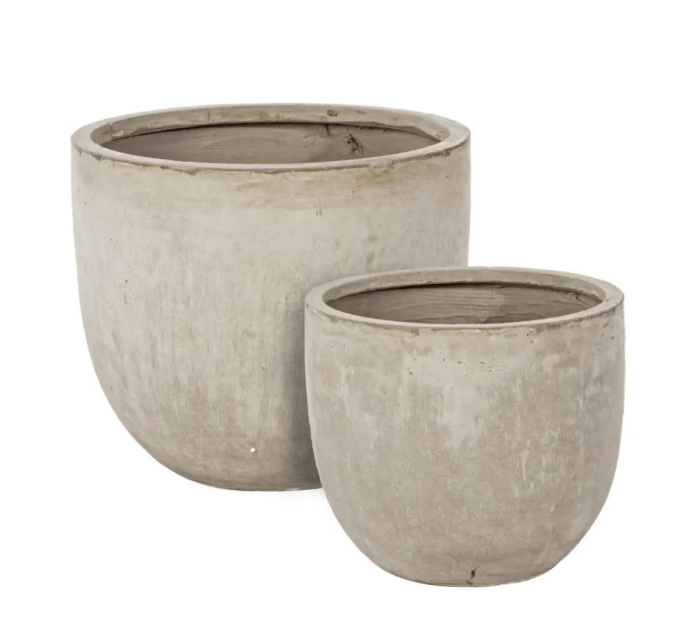 Flush Mount Round Cement krukker - sæt á 2 - sand