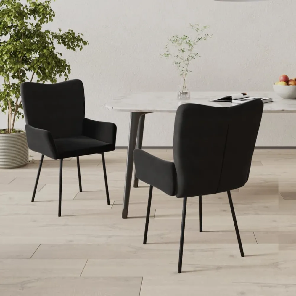 Flush Mount spisebordsstole 2 stk. fløjl ebony