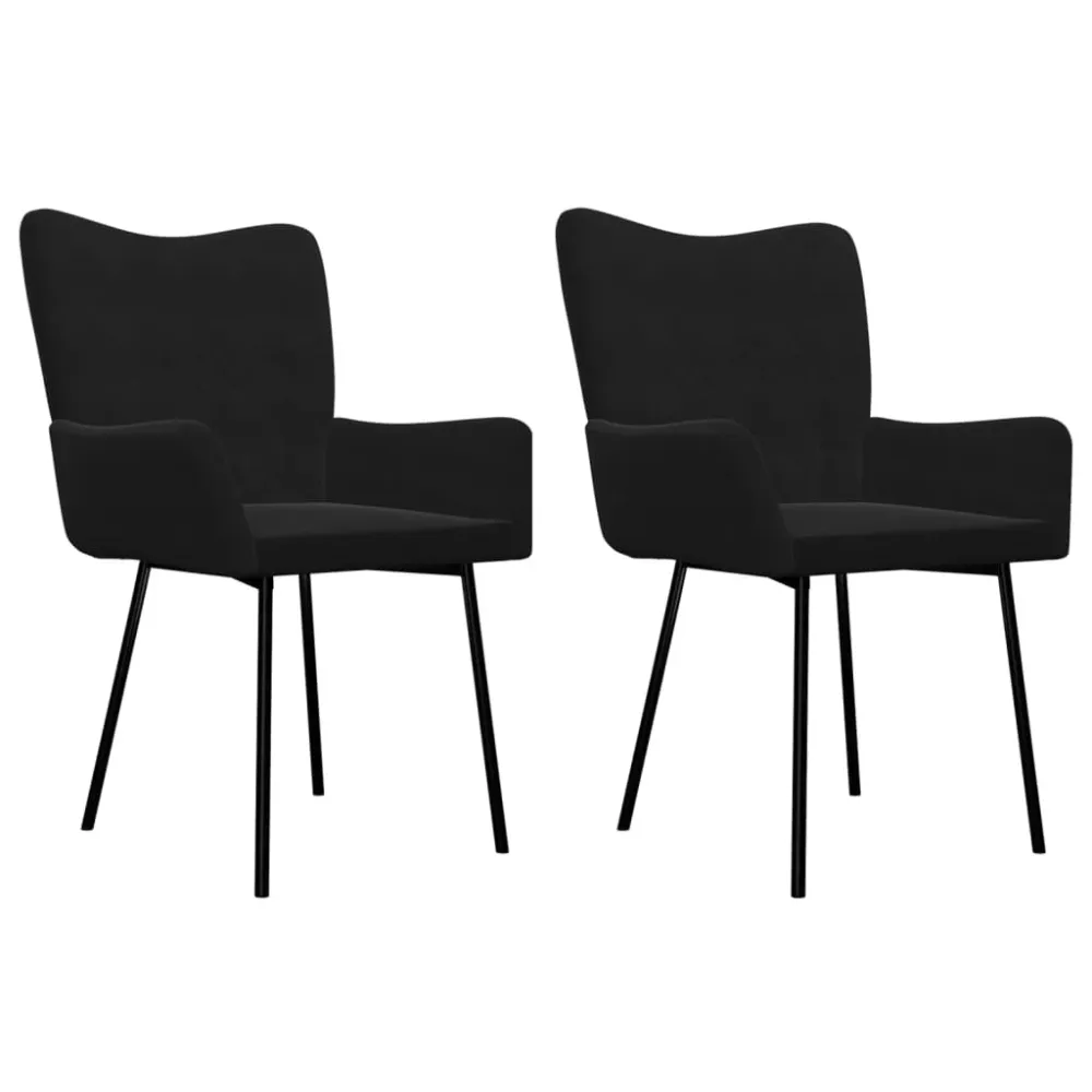 Flush Mount spisebordsstole 2 stk. fløjl ebony