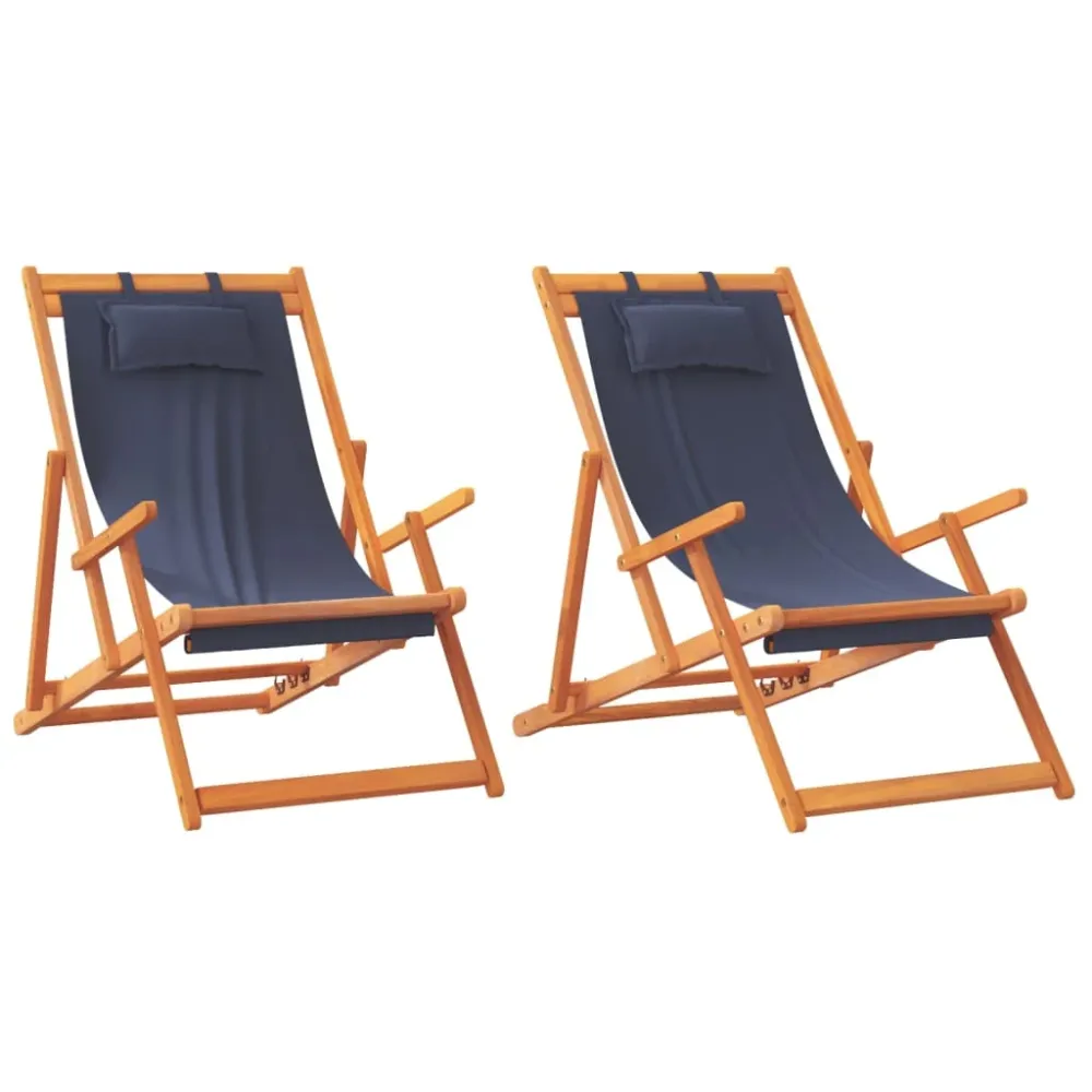 foldbare strandstole 2 stk. stof blå 2-Year Waterproof Warranty