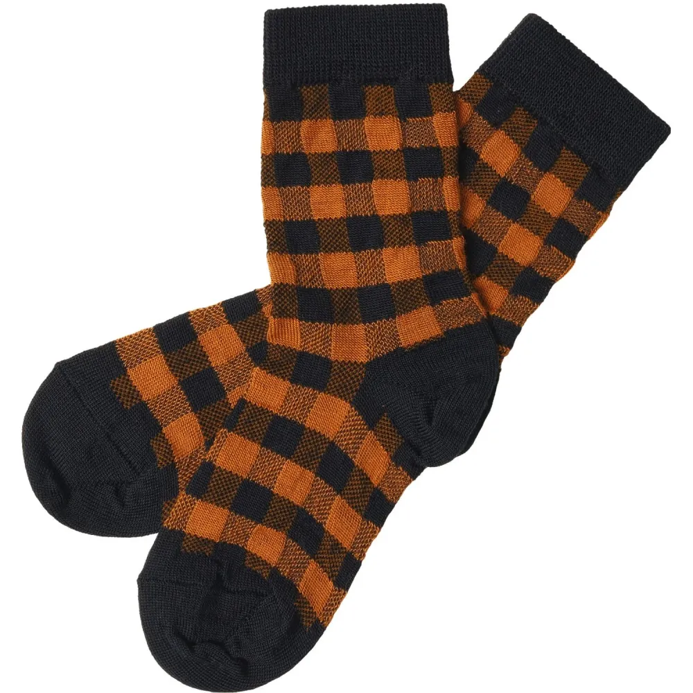 FUB Onyx Navy/Burnt Amber 2-Pak Check Strømper 22