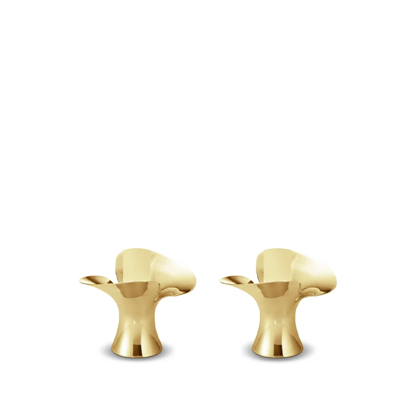 Georg Jensen Bloom Lysestage 2 stk. forgyldt