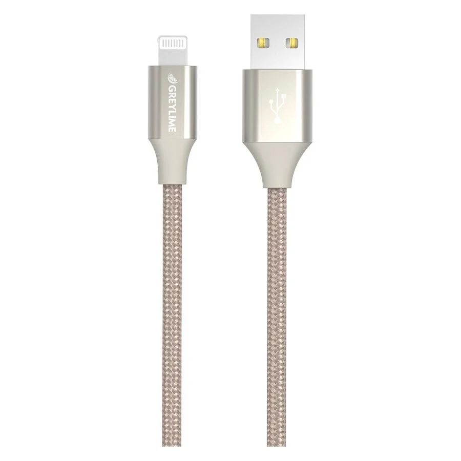 GreyLime Braided USB- til Lightning Kabel 2 m. - Khaki