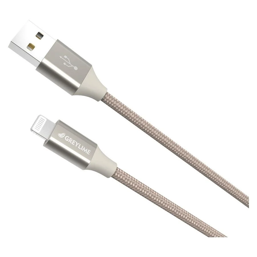 GreyLime Braided USB- til Lightning Kabel 2 m. - Khaki