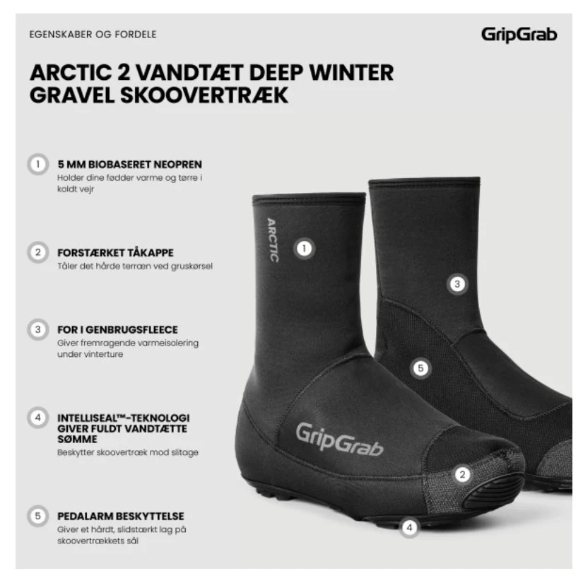 GripGrab Arctic 2 Vandtæt Deep vinter Skoovertræk - Gravel 38