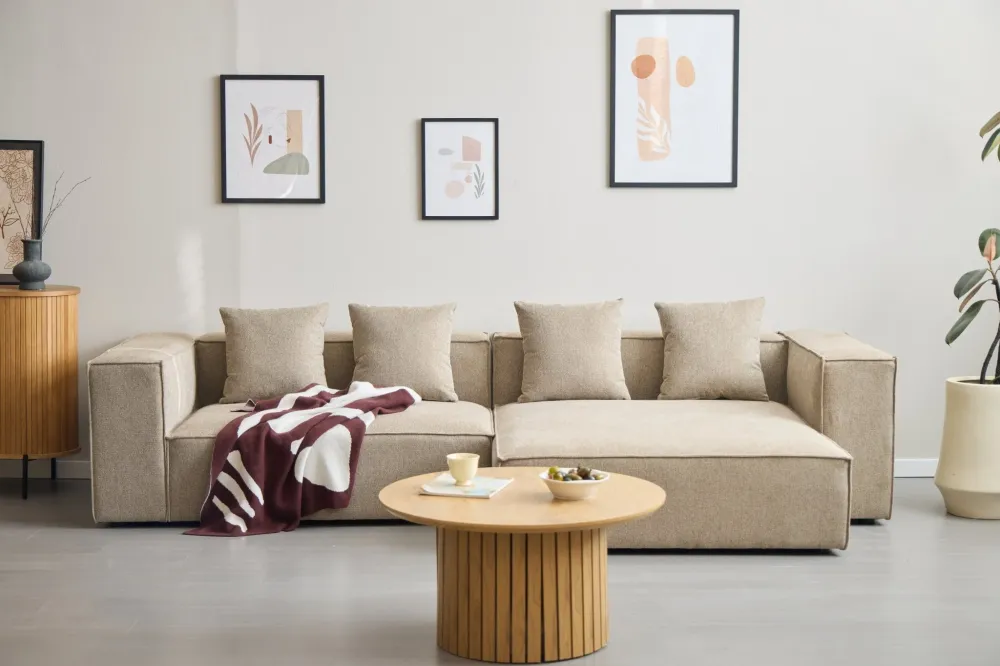 Hailey - Højrevendt chaiselong modulsofa i sand med 2 moduler L: 294 X D: 148 X H: 65 cm
