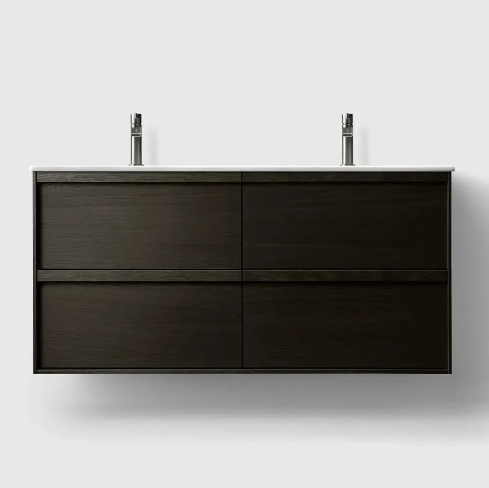 HAVEN H2/120 - Dark Wood med dual vask i porcelæn Hvid
