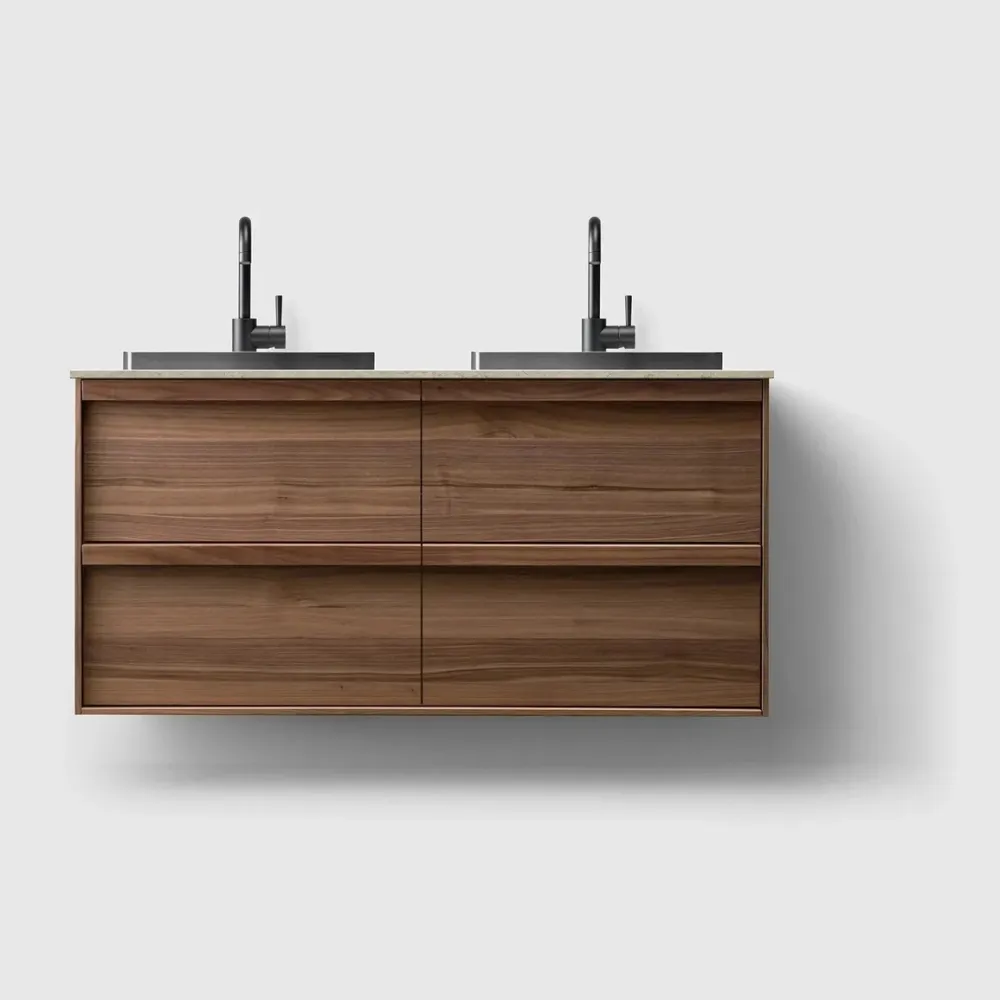 HAVEN H2/120 - Mørk valnød Wood med stenbordplade Black