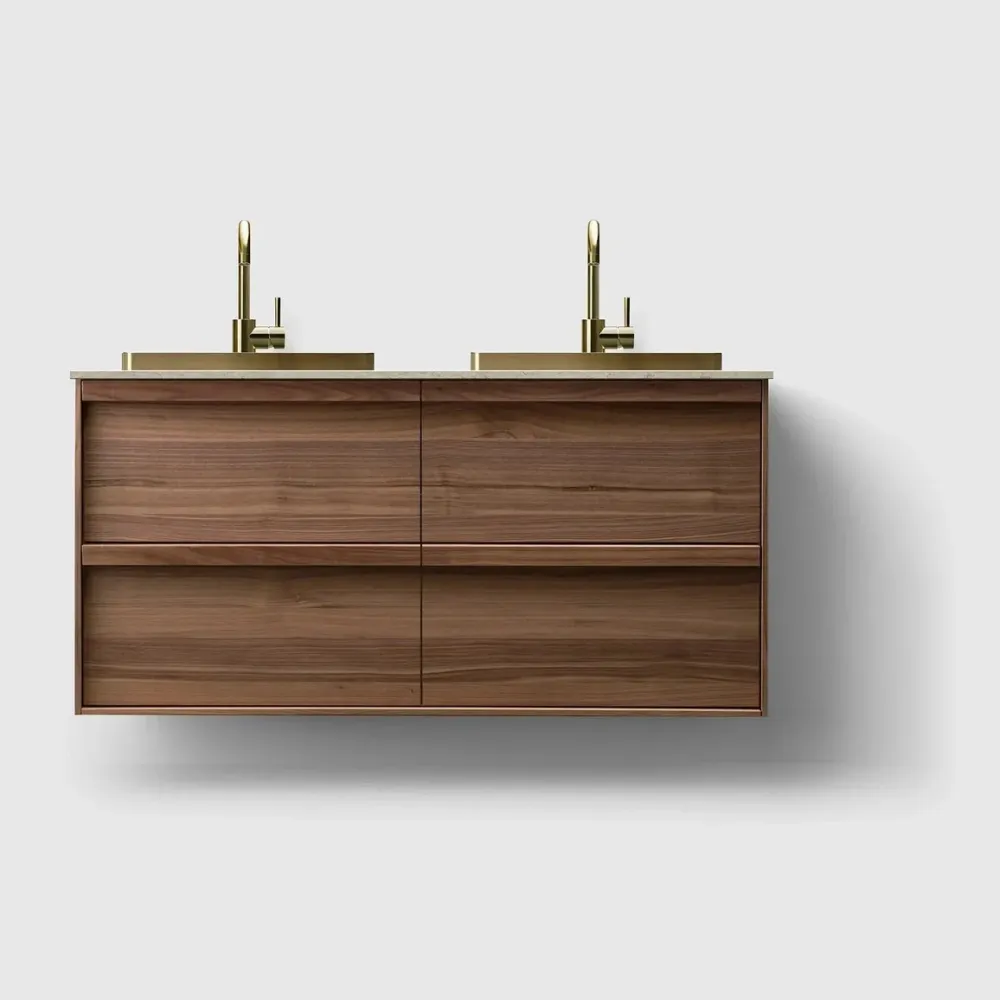 HAVEN H2/120 - Mørk valnød Wood med stenbordplade Black