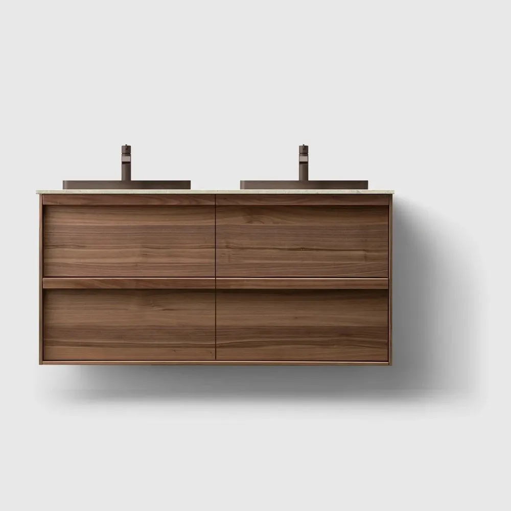 HAVEN H2/120 - Mørk valnød Wood med stenbordplade Black