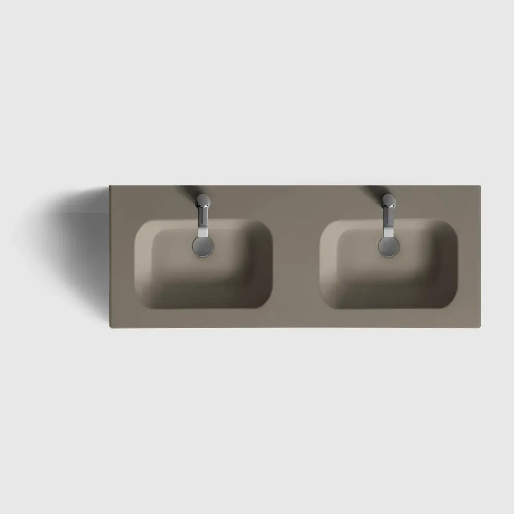 HAVEN H2/120 - Portable Ash Wood med dobbelt vask i porcelæn Hvid
