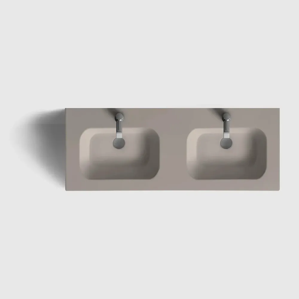HAVEN H2/120 - Portable Ash Wood med dobbelt vask i porcelæn Hvid
