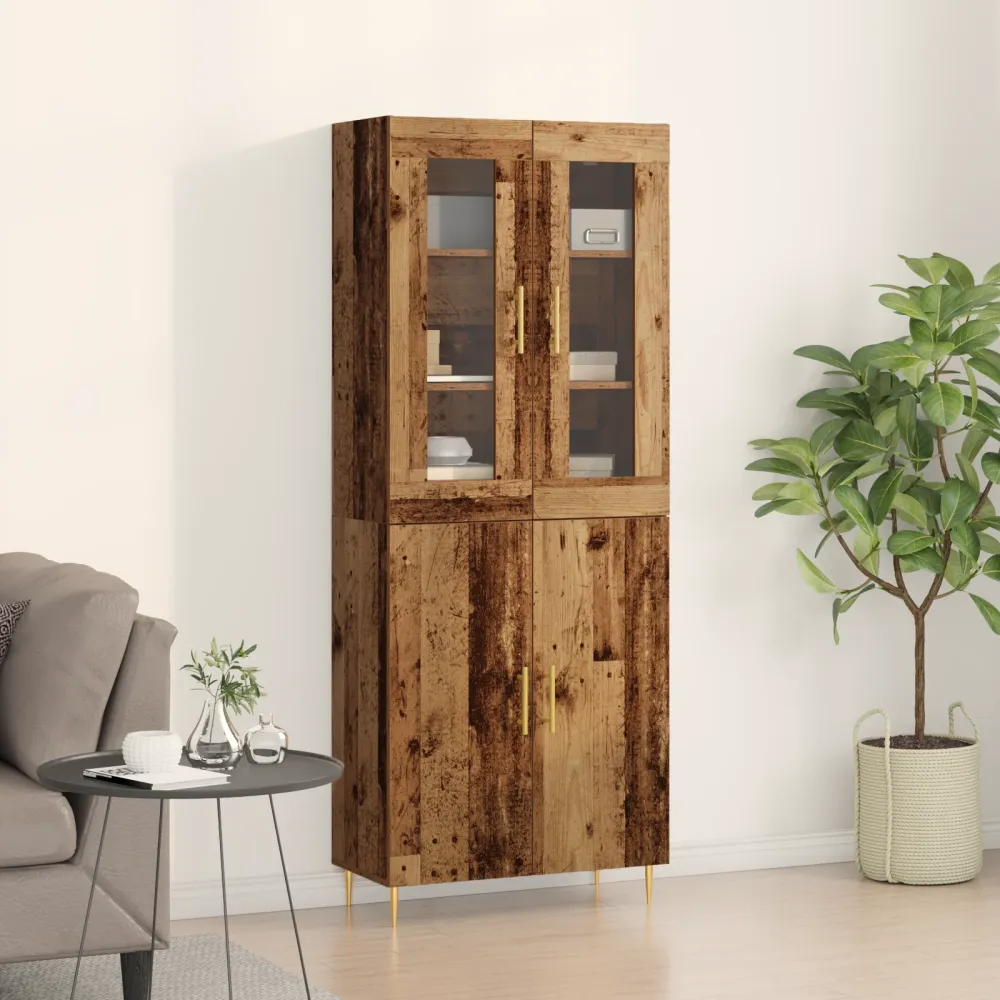 Highboard 2 Dele Gammelt Træ 69,5 X 34 X 180 Cm Crafted Træ