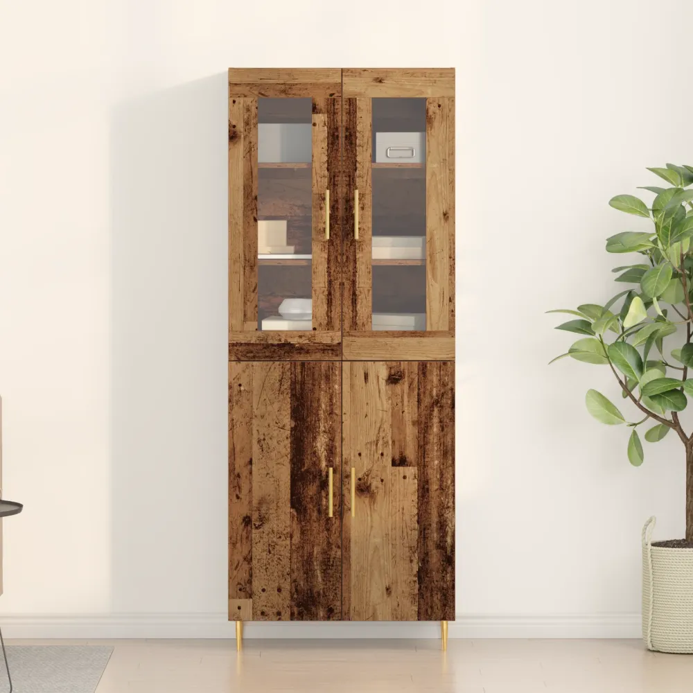 Highboard 2 Dele Gammelt Træ 69,5 X 34 X 180 Cm Crafted Træ