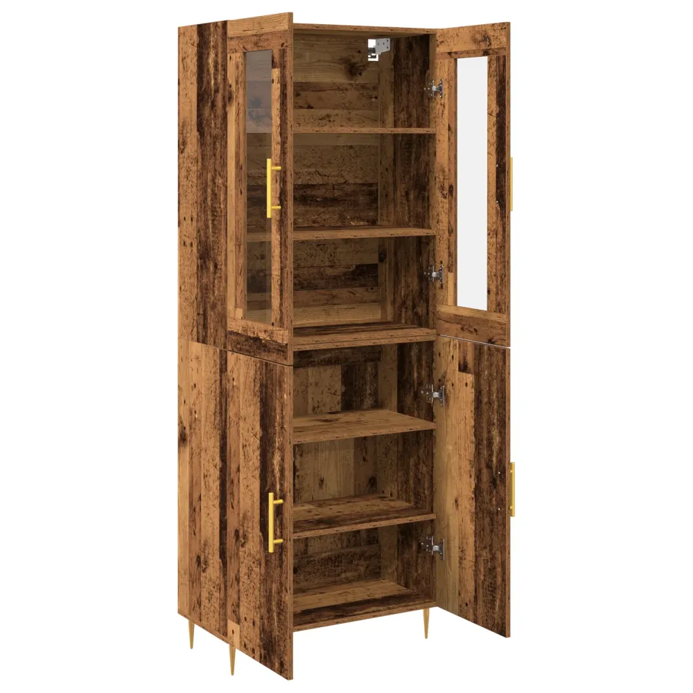 Highboard 2 Dele Gammelt Træ 69,5 X 34 X 180 Cm Crafted Træ