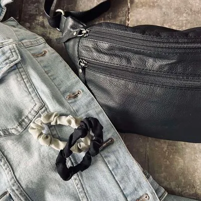 Hårelastikker Scrunchie Black / Grey - 2 stk Saltwater Boats