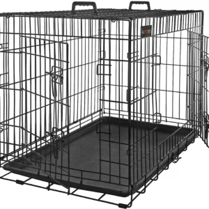 Hundebur 2 Døre Portable Hundekasse Gitterkasse Transportbur Trådkasse