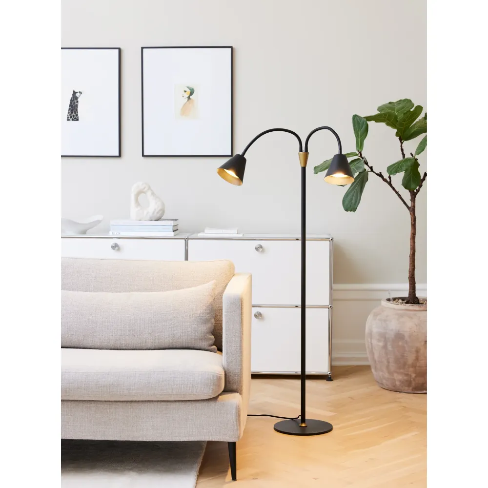 HYGGE GULVLAMPE 2 ARME GRADIT MIDNIGHT GU10