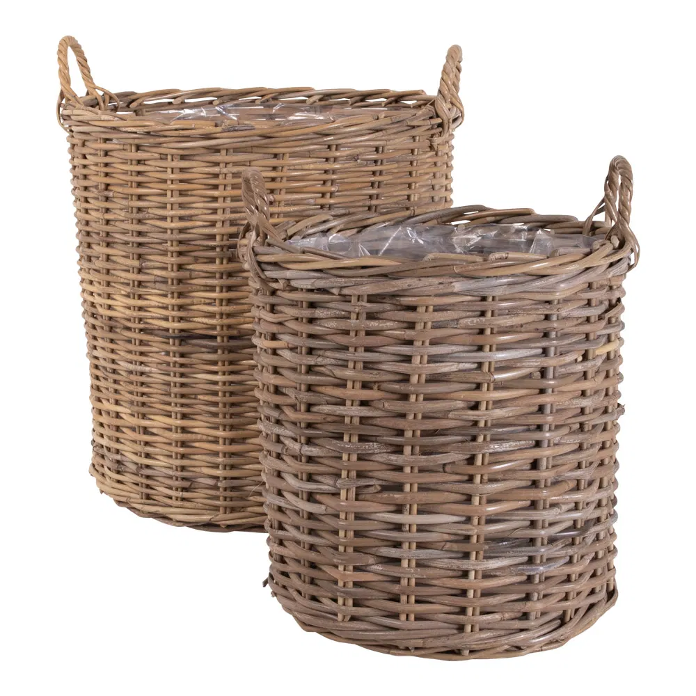 Indo kurve - Kubu Rattan Natur Sæt af 2