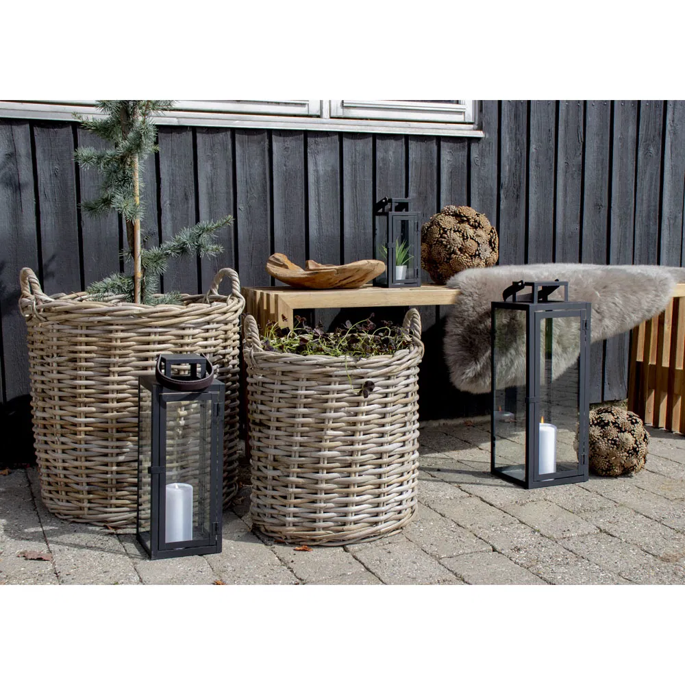 Indo kurve - Kubu Rattan Natur Sæt af 2