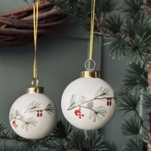 Julekugler porcelæn - 2 stk