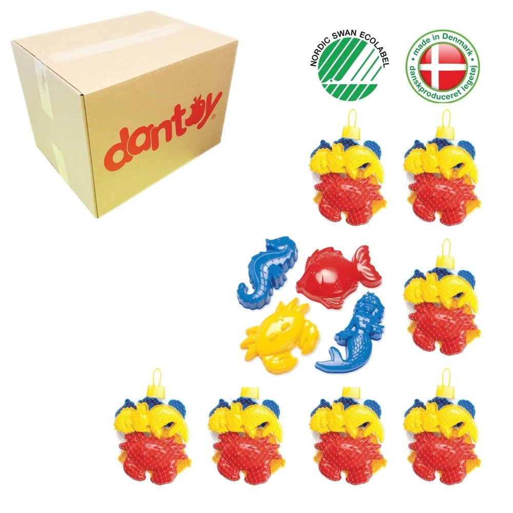 1 Kasse med 32 stk Svanemærkede Dantoy Sandforme - Havdyr - 16 cm - Fra 2 år.