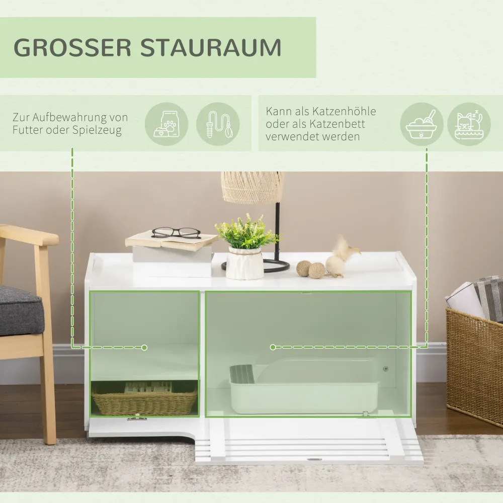 Kattemøbel med 2 hylder 2-i-1 design magnetisk dør snow