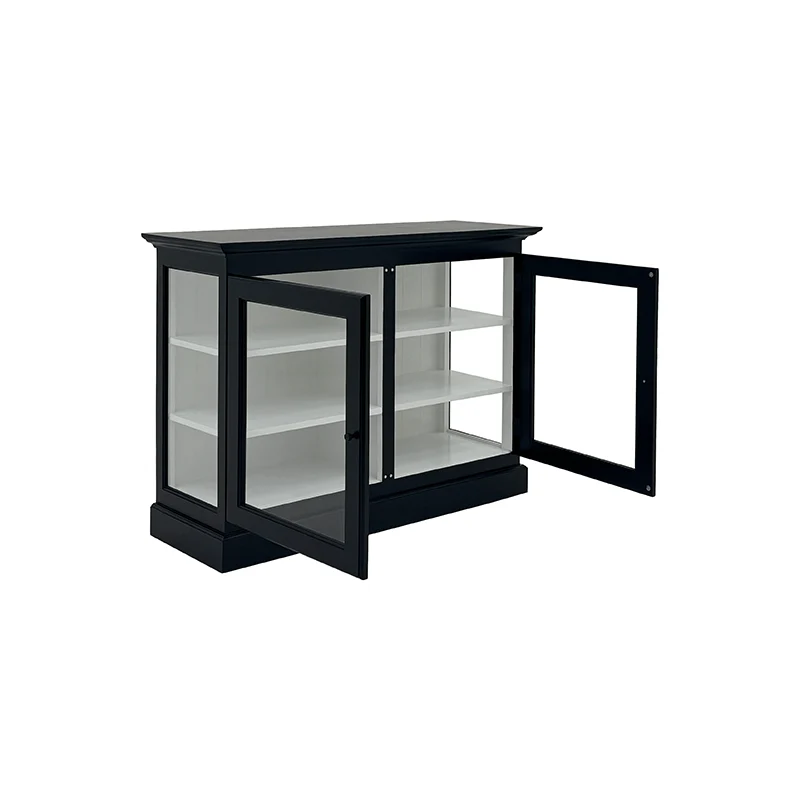Kox lavt vitrineskab 2 låger - onyx / hvid