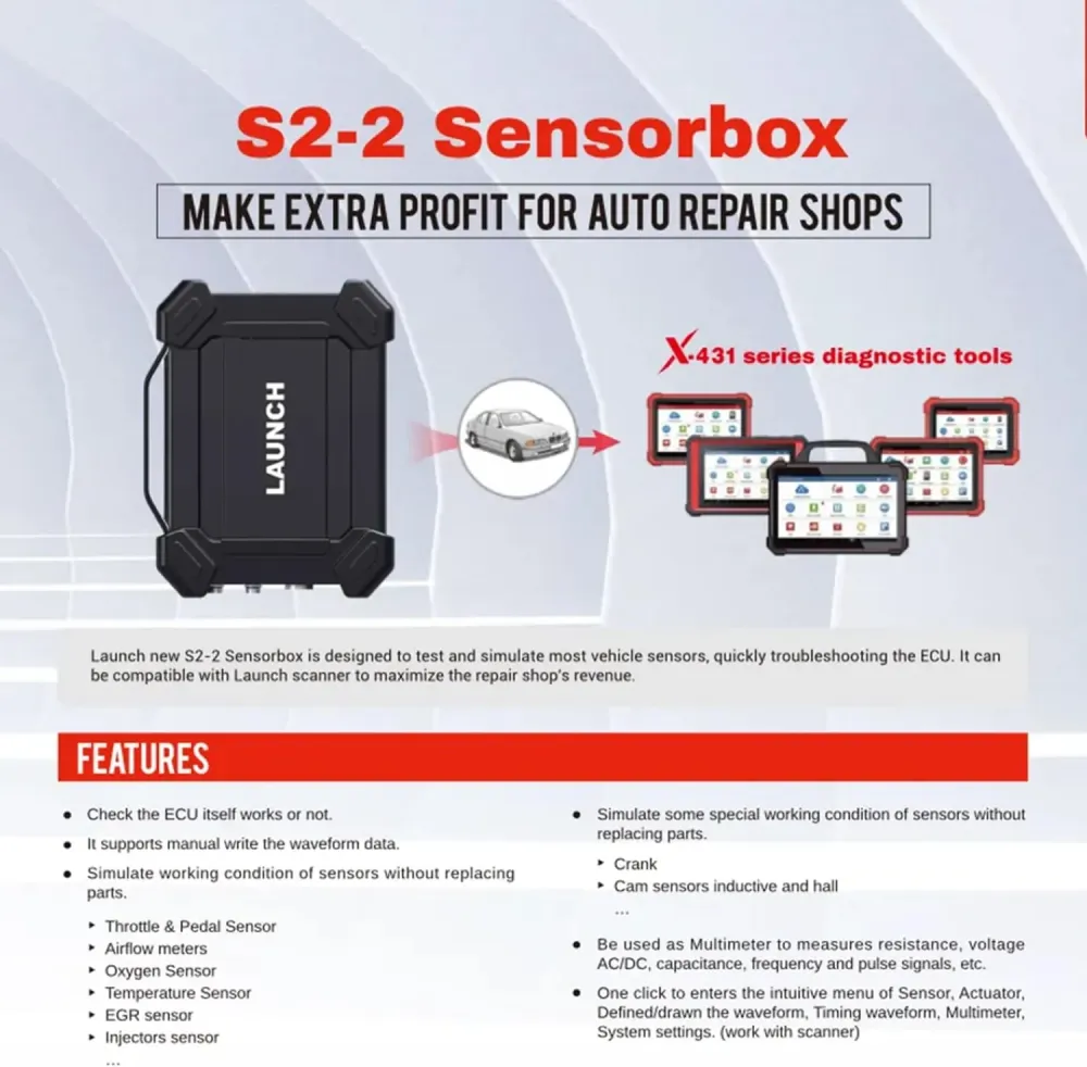 LAUNCH X431 Sensor simulator og tester 2 kanaler numerisk S2-2 sensor boks