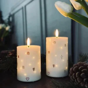 LED Bloklys TWINKLE CHRISTMAS - Sæt med 2stk.