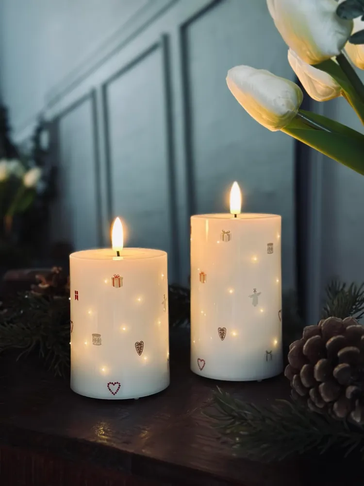 LED Bloklys TWINKLE CHRISTMAS - Sæt med 2stk.