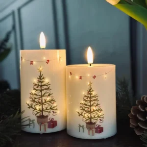 LED Bloklys TWINKLE CHRISTMAS - Sæt med 2stk.