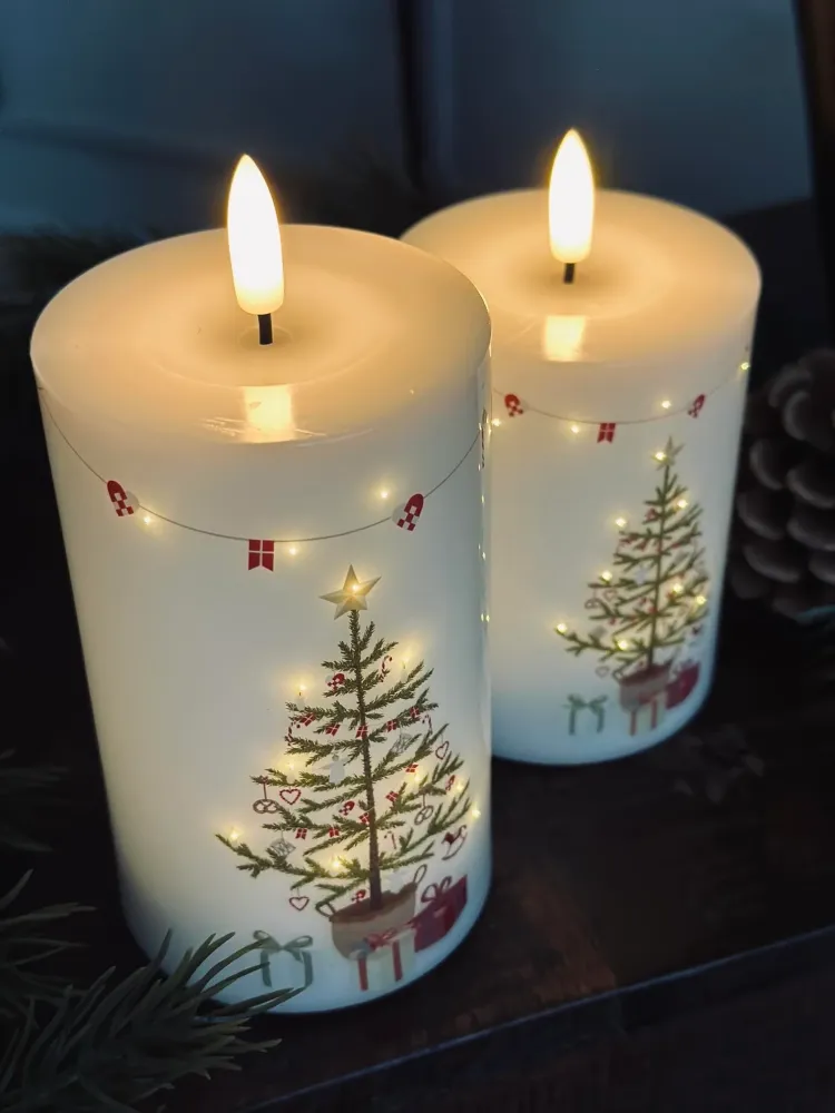 LED Bloklys TWINKLE CHRISTMAS - Sæt med 2stk.