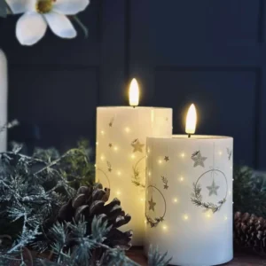 LED Bloklys TWINKLE CHRISTMAS - Sæt med 2stk.