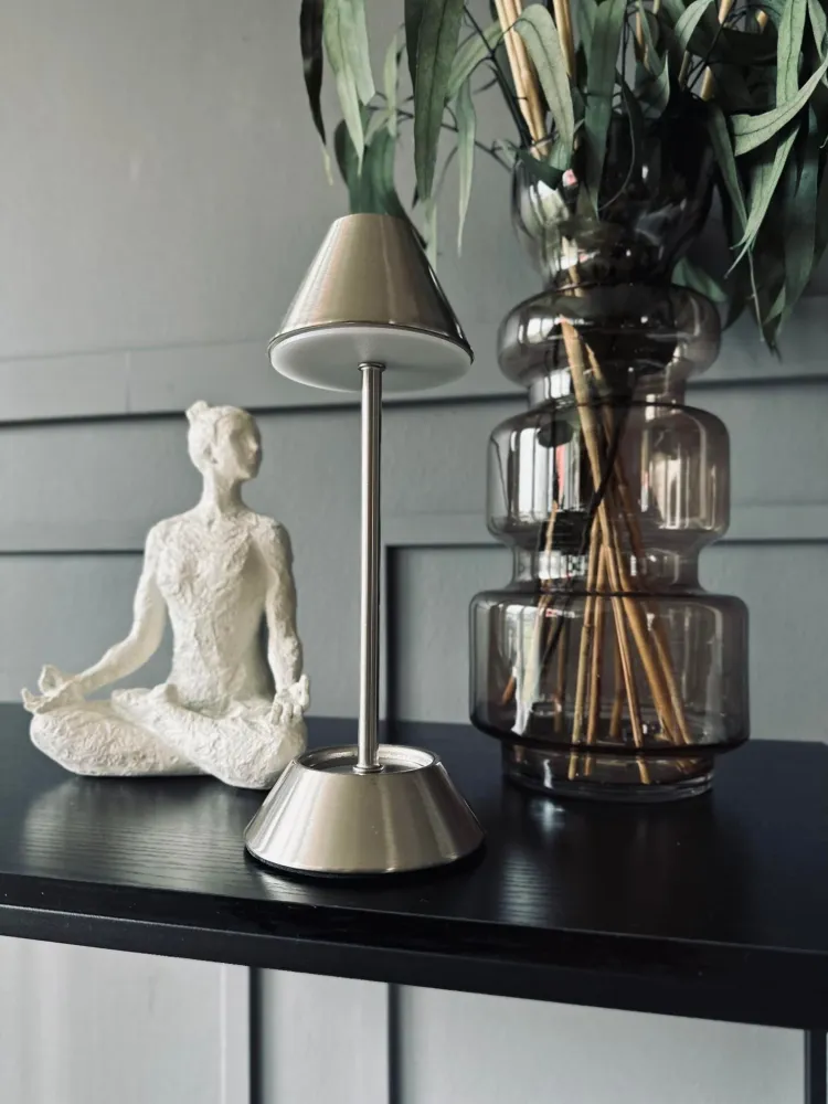 LED bordlampe Silver – reusable battery 2 stk