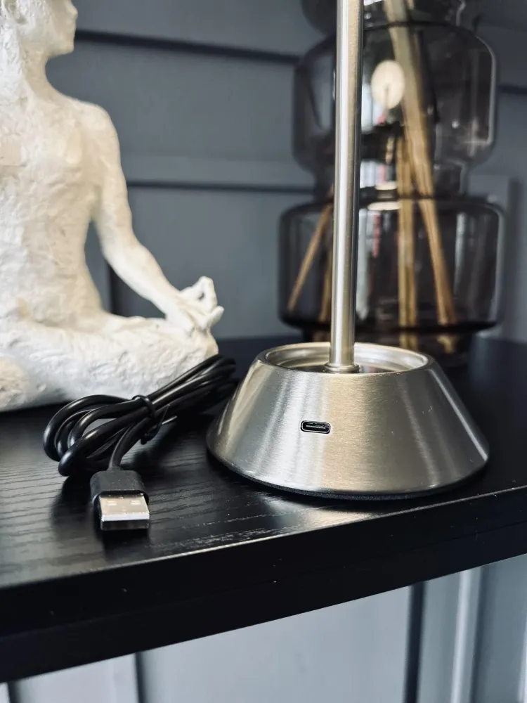 LED bordlampe Silver – reusable battery 2 stk