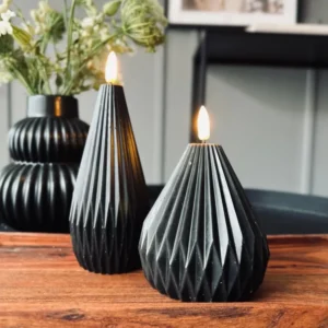 LED Design Sorte keglelys - Sæt af 2 stk m. Timerfunktion