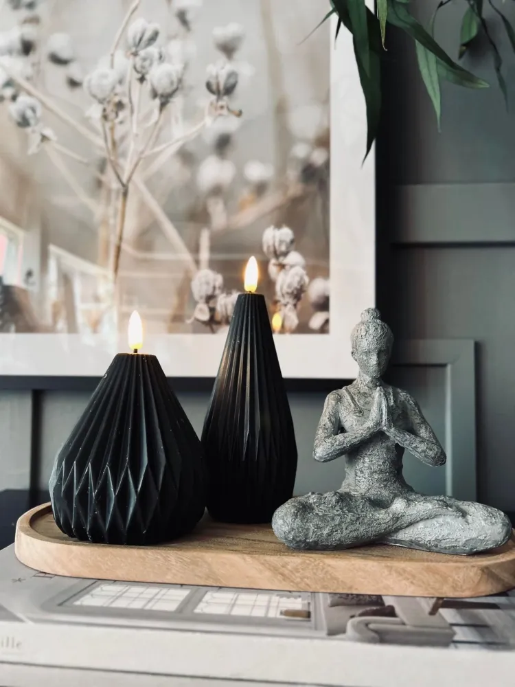 LED Design Sorte keglelys - Sæt af 2 stk m. Timerfunktion