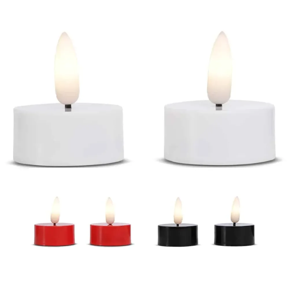 LED fyrfadslys plastik - 2 stk. - 2 cm - m/bevægelig flamme - (flere farver) Hvid