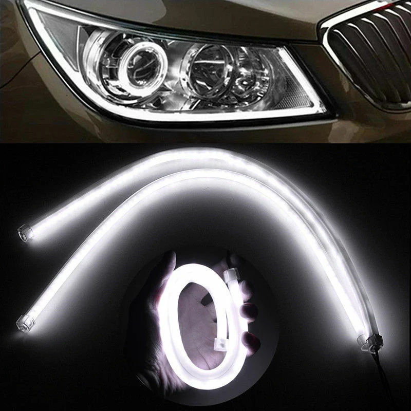 2x 60 cm LED hvid bil DRL daglygter lampe strimmel vivid fleksibel blødt rør
