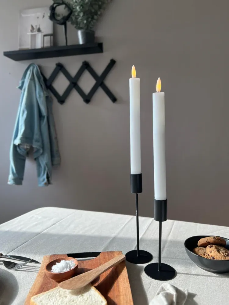 LED Kronelys 2 stk Kridt - 22cm