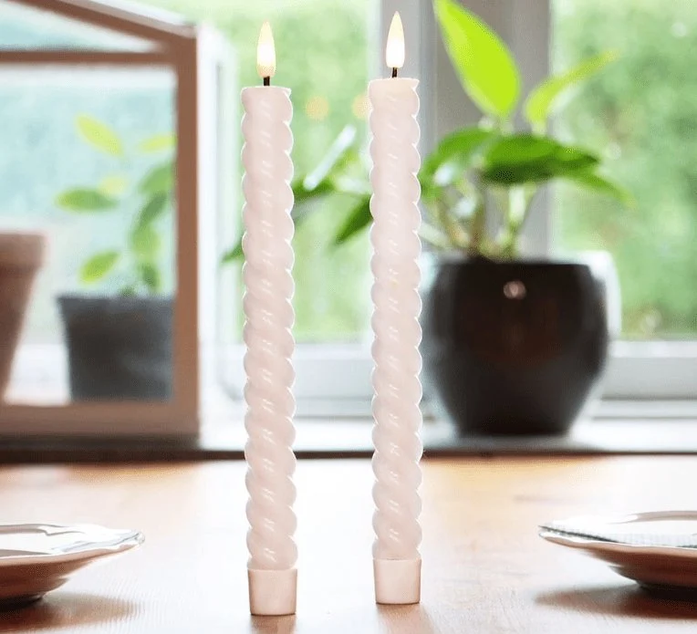 LED snoet kronelys – 2 stk Alabast 25cm