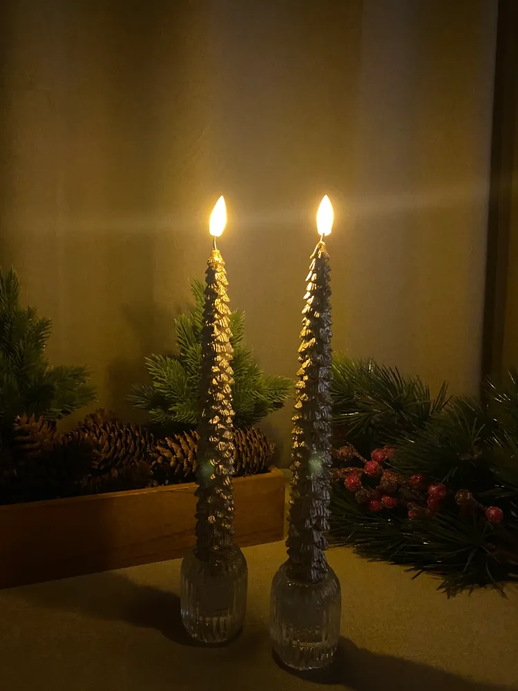LED stagelys - juletræ i guld 2 stk. 25 cm med fjernbetjening