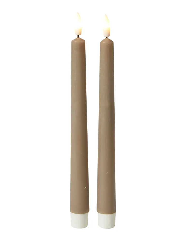 LED stagelys 2 stk. 24 cm - 3D flamme - sand