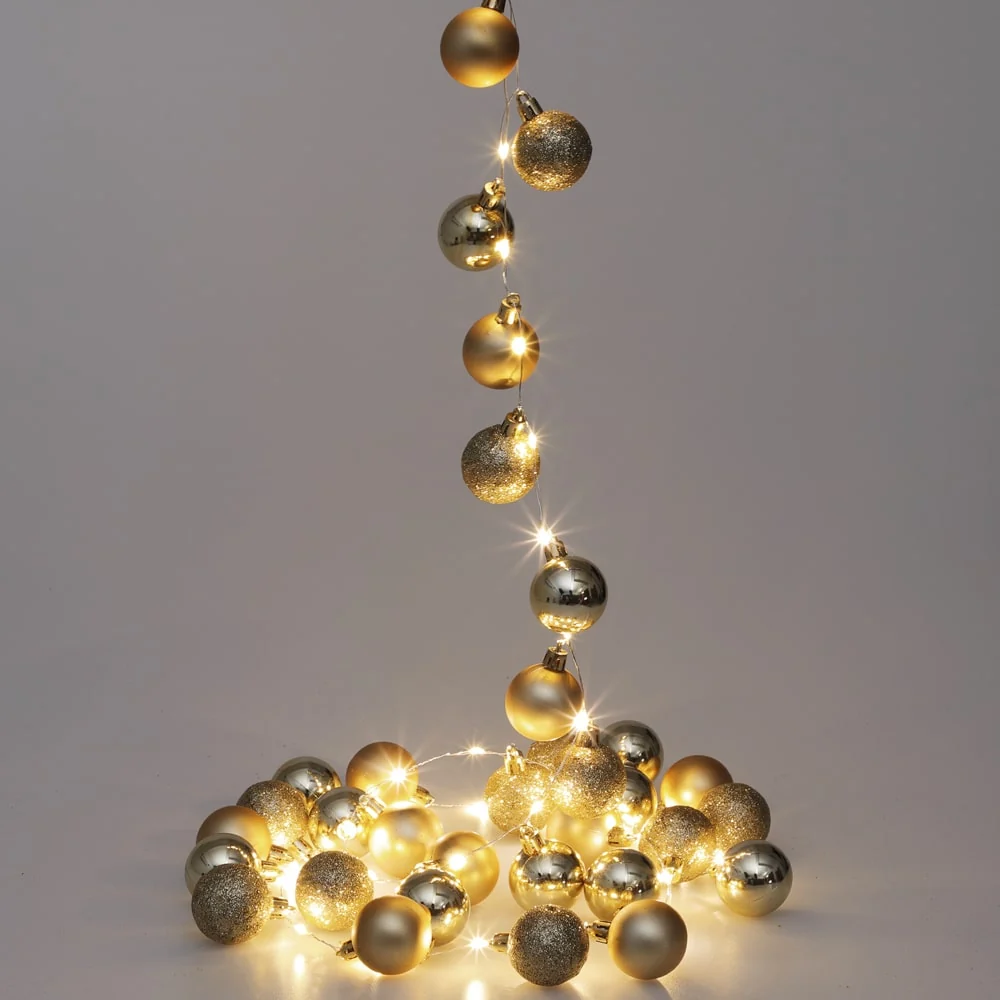 LED String Lights Guld 2m med kugler