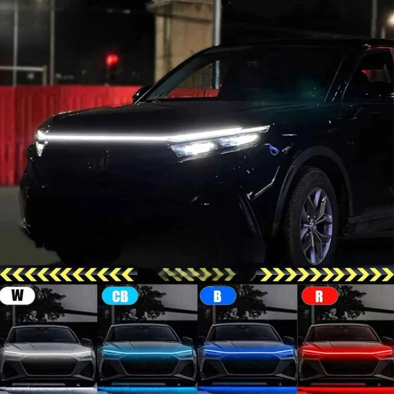 Ledsen™ CarLights - Dynamiske LED Lampe Bil Hætte 2M Strip Hvid