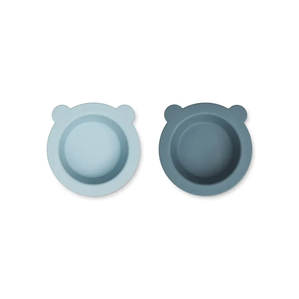 Liewood Peony 2pk skåle, sea/whale cobalt