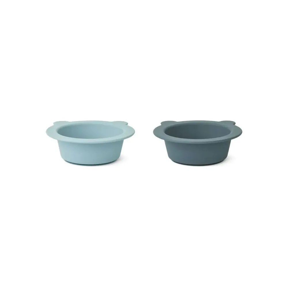Liewood Peony 2pk skåle, sea/whale cobalt